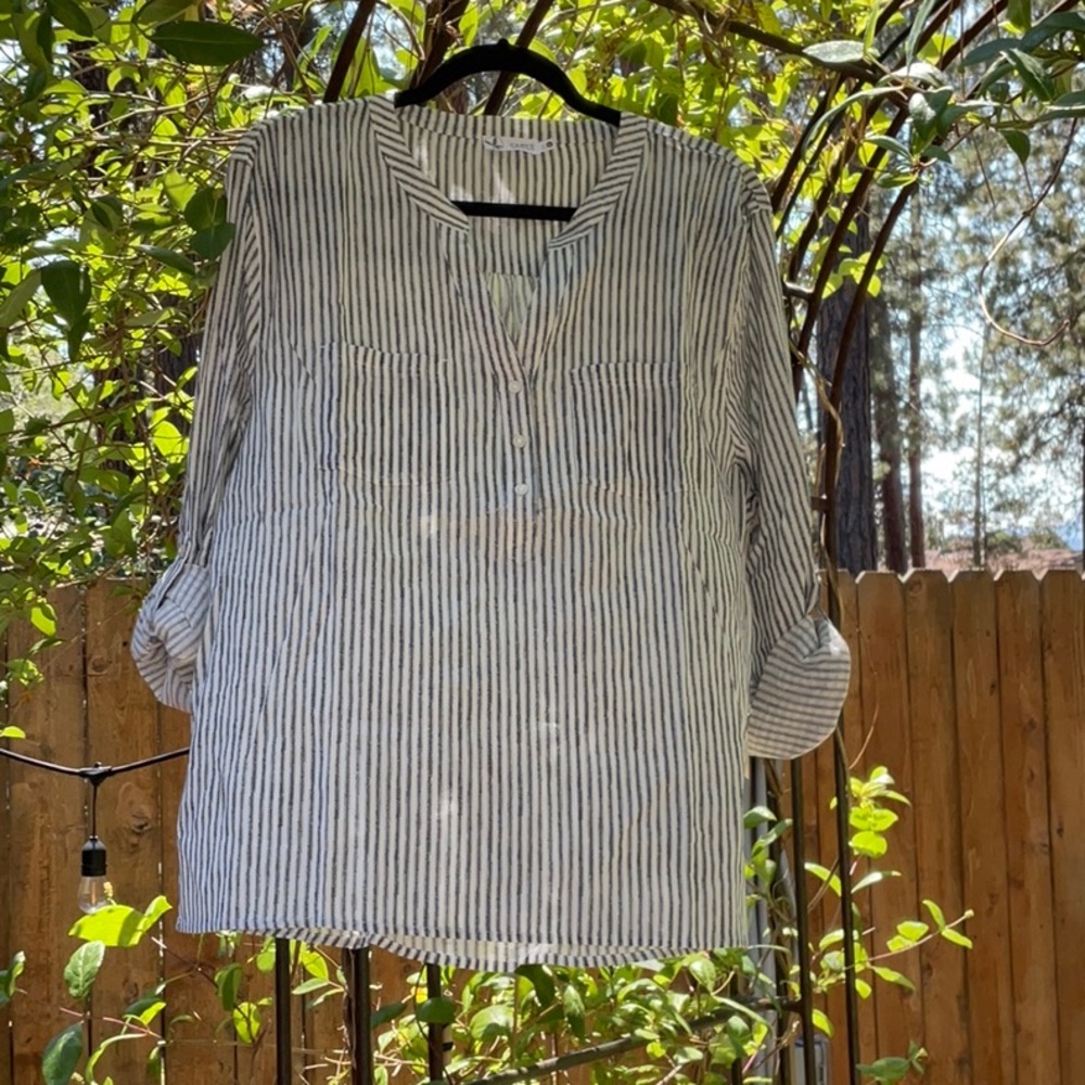 Carve Designs Striped Dylan Shirt - Blackish blue gray and White